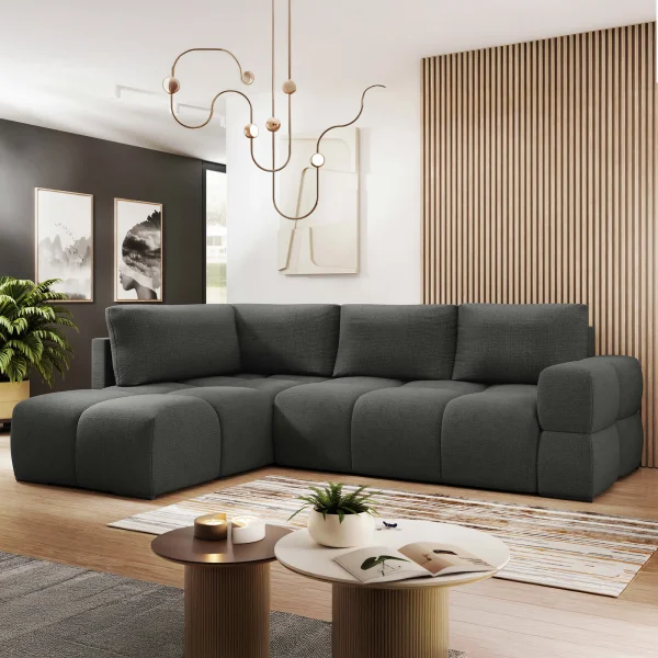 Divano letto angolare 3 posti 267x185cm box contenitore antracite Sottovoce