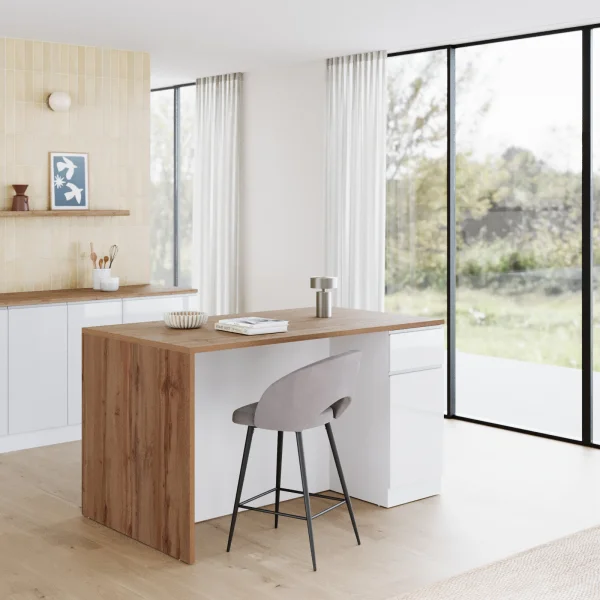Isola cucina centrale 160x90 cm 2 ante 2 cassetti bianco piano rovere Gourmet