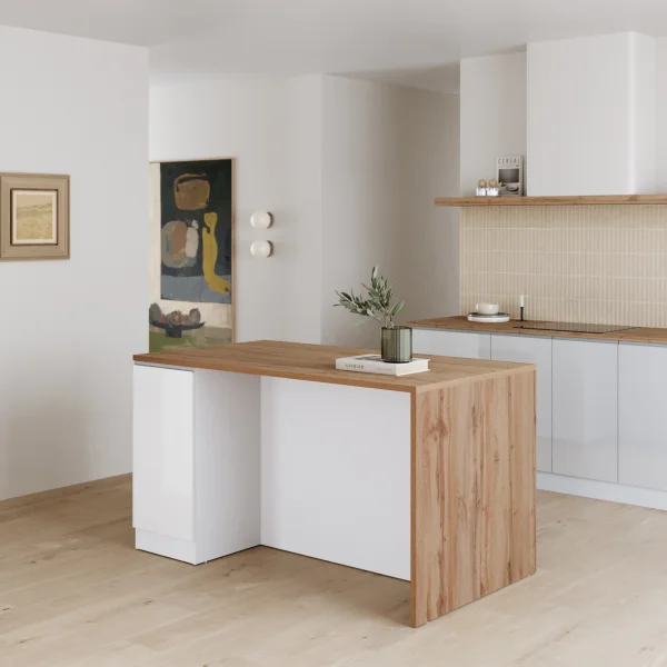 Isola cucina centrale 160x90 cm 2 ante bianco piano rovere Gourmet