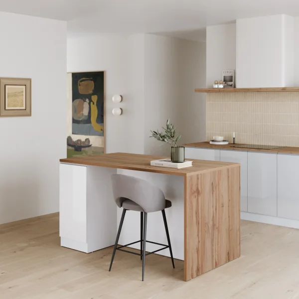 Isola cucina centrale 160x90 cm 2 ante bianco piano rovere Gourmet