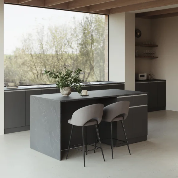 Isola cucina centrale 200x90 cm 4 ante 4 cassetti antracite piano grigio pietra Gourmet