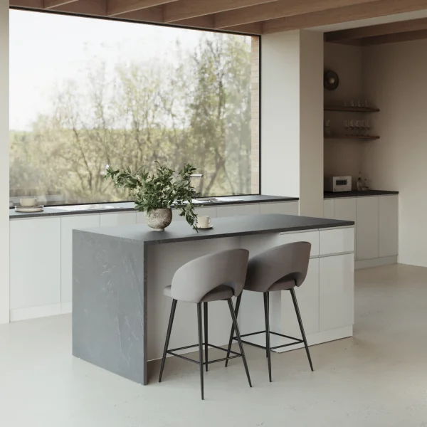 Isola cucina centrale 200x90 cm 4 ante 4 cassetti bianco piano grigio pietra Gourmet