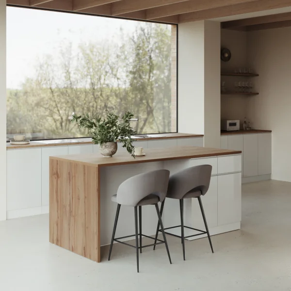 Isola cucina centrale 200x90 cm 4 ante 4 cassetti bianco piano rovere Gourmet