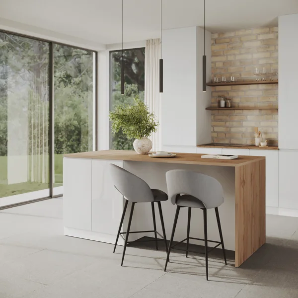 Isola cucina centrale 200x90 cm 4 ante bianco piano rovere Gourmet