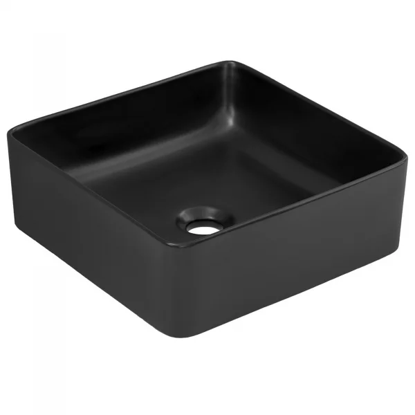 Lavabo bagno da appoggio 37x37cm ceramica nero Obscur