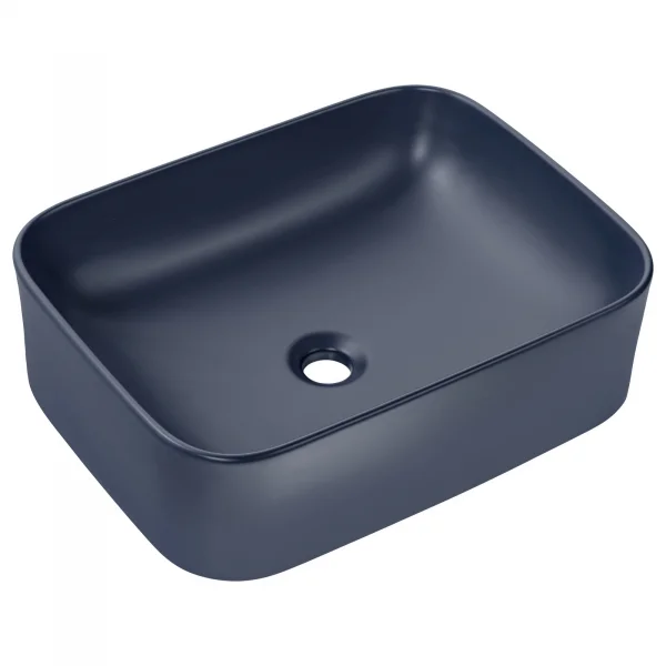Lavabo bagno da appoggio 50x38cm ceramica blu Roundy