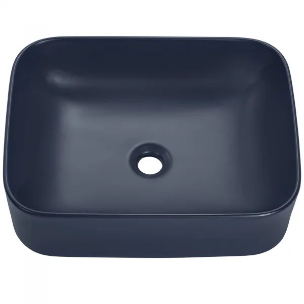 Lavabo bagno da appoggio 50x38cm ceramica blu Roundy