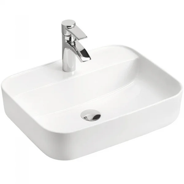 Lavabo bagno da appoggio 50x40cm ceramica bianco Delty