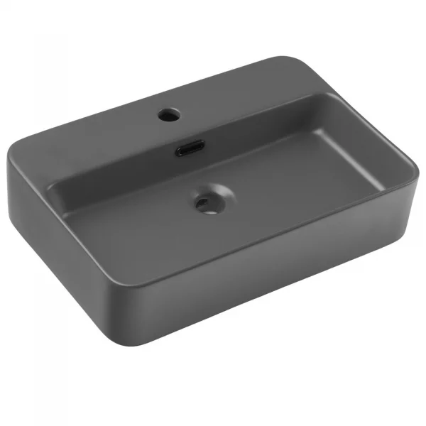 Lavabo bagno da appoggio 55x38cm ceramica antracite Spigol