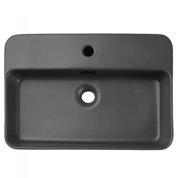Lavabo bagno da appoggio 55x38cm ceramica antracite Spigol