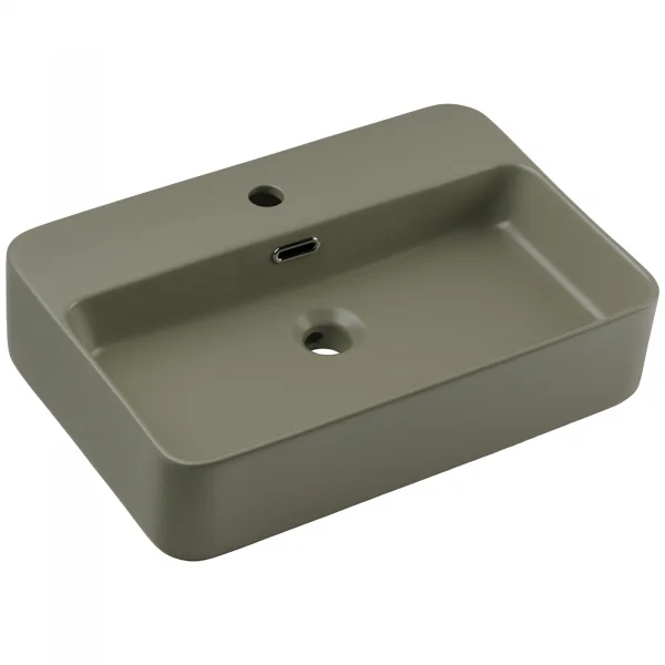 Lavabo bagno da appoggio 55x38cm ceramica verde Spigol