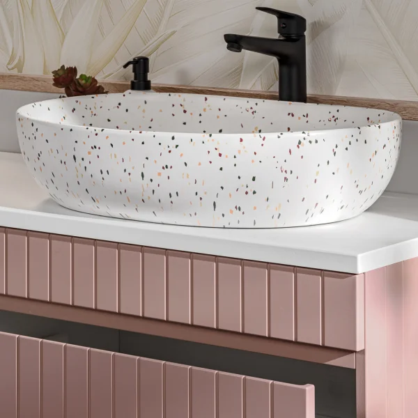 Lavabo bagno da appoggio 60x42cm ceramica bianco Pollok