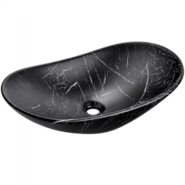 Lavabo bagno da appoggio 61x36cm ceramica nero Spuky