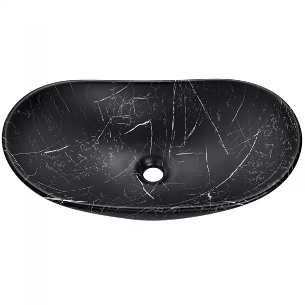 Lavabo bagno da appoggio 61x36cm ceramica nero Spuky