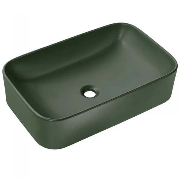 Lavabo bagno da appoggio 61x38cm ceramica verde Roundy