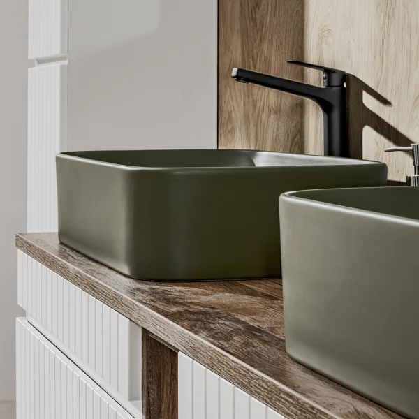 Lavabo bagno da appoggio 61x38cm ceramica verde Roundy