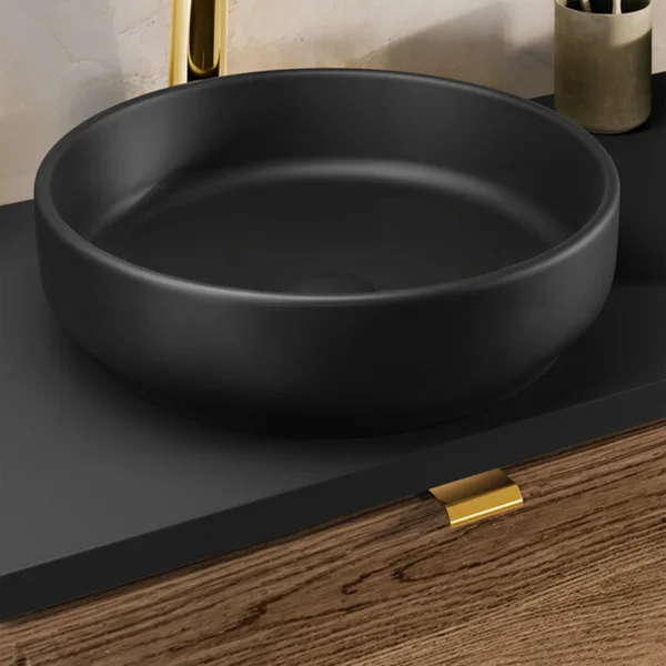 Lavabo bagno da appoggio ø40cm ceramica nero Lolli