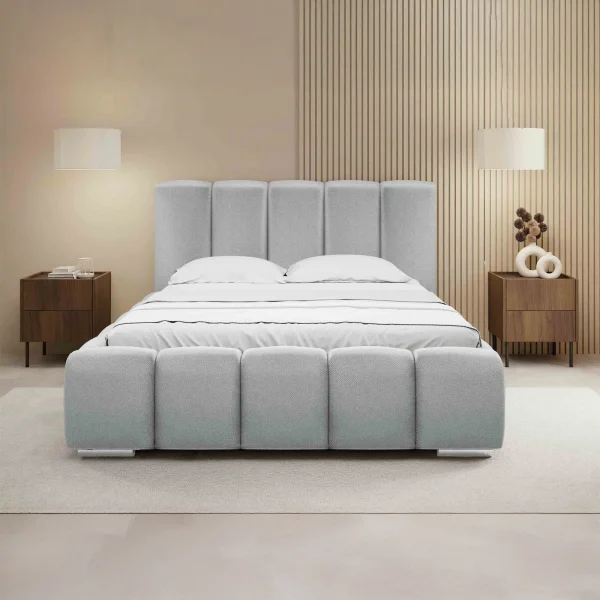 Letto matrimoniale oversize 180x200 cm con rete contenitore imbottito grigio chiaro Cometa