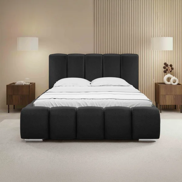 Letto matrimoniale oversize 180x200 cm con rete contenitore imbottito nero Cometa