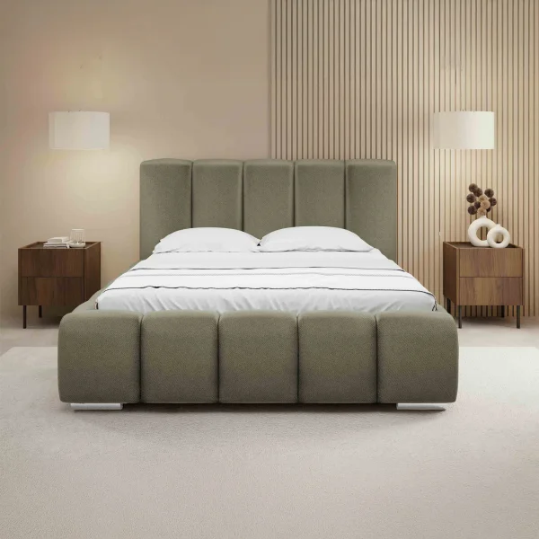 Letto matrimoniale oversize 180x200 cm con rete contenitore imbottito verde salvia scuro Cometa