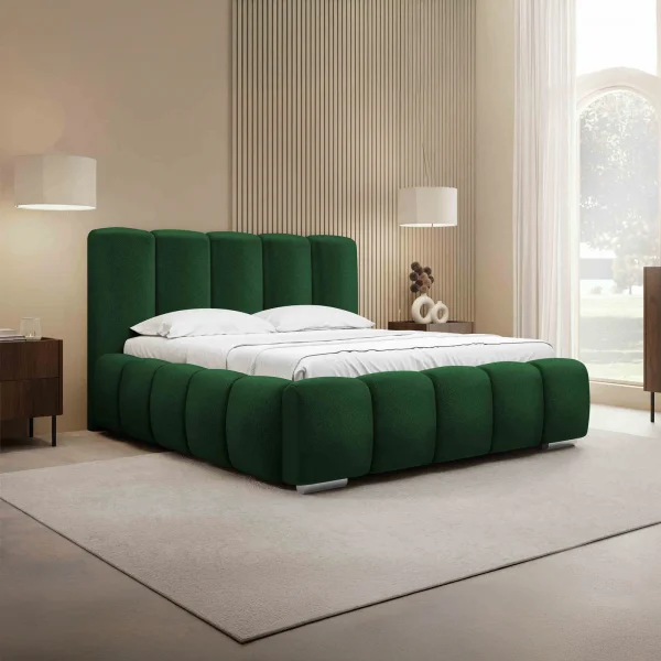 Letto matrimoniale oversize 180x200 cm con rete contenitore imbottito verde scuro Cometa
