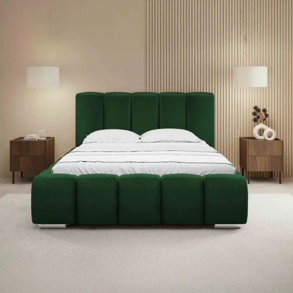 Letto matrimoniale oversize 180x200 cm con rete contenitore imbottito verde scuro Cometa