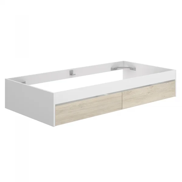 Letto singolo 90x190cm con 2 cassettoni bianco rovere Bellix