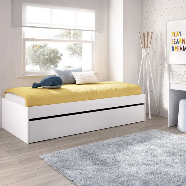 Letto singolo 90x190cm con letto estraibile bianco Bellix