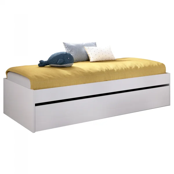 Letto singolo 90x190cm con letto estraibile bianco Bellix