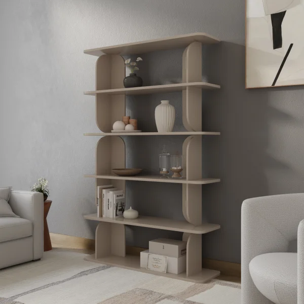 Libreria 120x185h cm moderna soggiorno cashmere Bukly