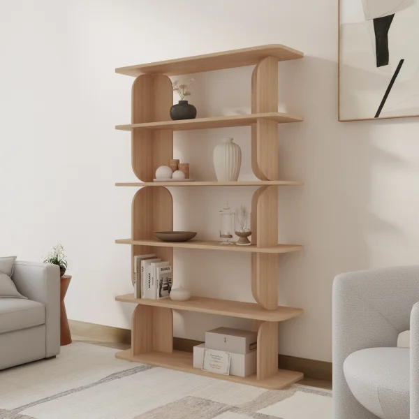 Libreria 120x185h cm moderna soggiorno rovere Bukly