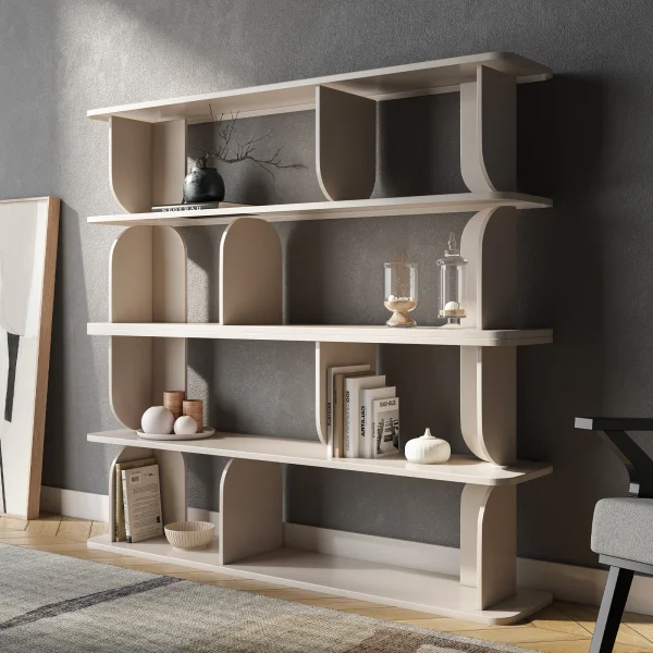 Libreria 160x156h cm moderna soggiorno cashmere Bukly