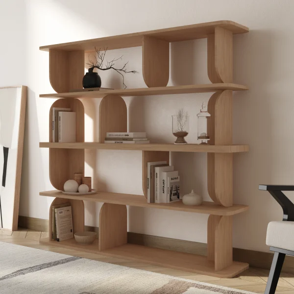 Libreria 160x156h cm moderna soggiorno rovere Bukly