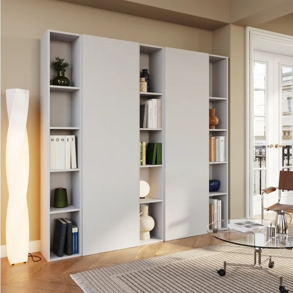 Libreria mobile multiuso scarpiera dispensa 195x186h grigio chiaro Sunset 1003