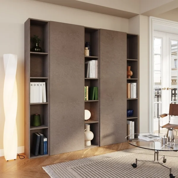 Libreria mobile multiuso scarpiera dispensa 195x186h marrone bronzo Sunset 1003