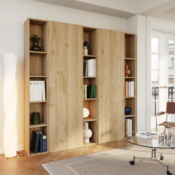 Libreria mobile multiuso scarpiera dispensa 195x186h rovere chiaro Sunset 1003