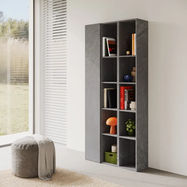 Libreria moderna 84x186h cm 1 anta antracite Sunset