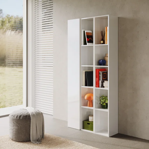 Libreria moderna 84x186h cm 1 anta bianco lucido Sunset
