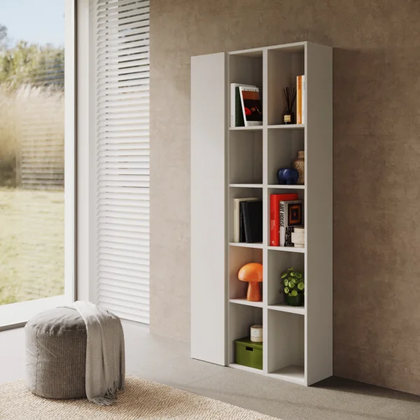 Libreria moderna 84x186h cm 1 anta grigio chiaro Sunset