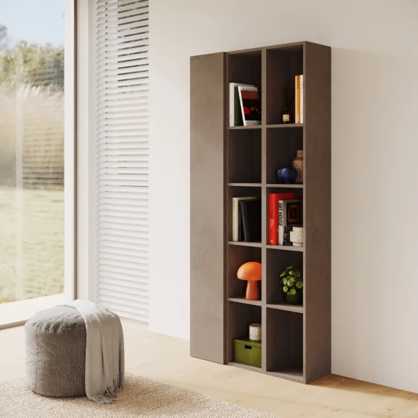 Libreria moderna 84x186h cm 1 anta marrone bronzo Sunset