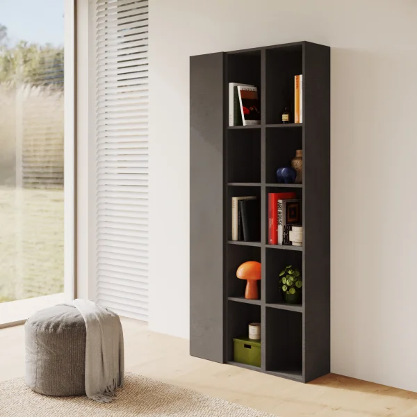 Libreria moderna 84x186h cm 1 anta ossido nero Sunset