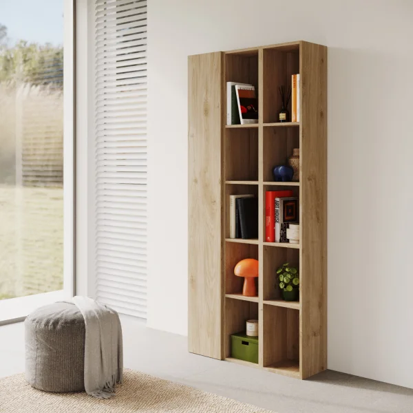 Libreria moderna 84x186h cm 1 anta rovere chiaro Sunset
