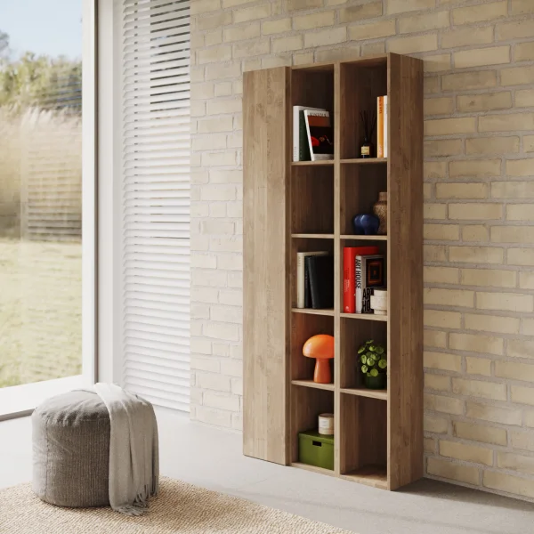Libreria moderna 84x186h cm 1 anta rovere scuro Sunset