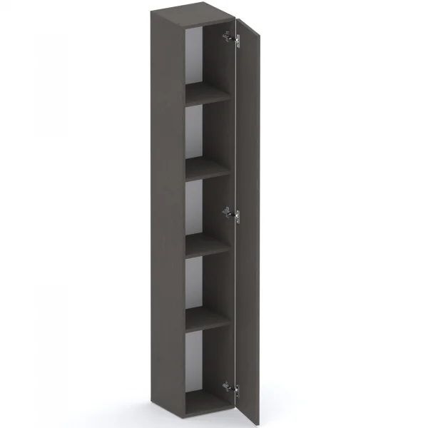 Libreria moderna 84x186h cm 2 ante ossido nero rovere chiaro Sunset