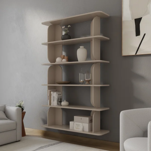 Libreria sospesa 120x185h cm moderna soggiorno cashmere Bukly