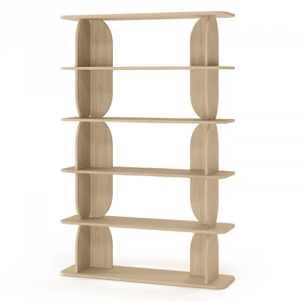 Libreria sospesa 120x185h cm moderna soggiorno rovere Bukly