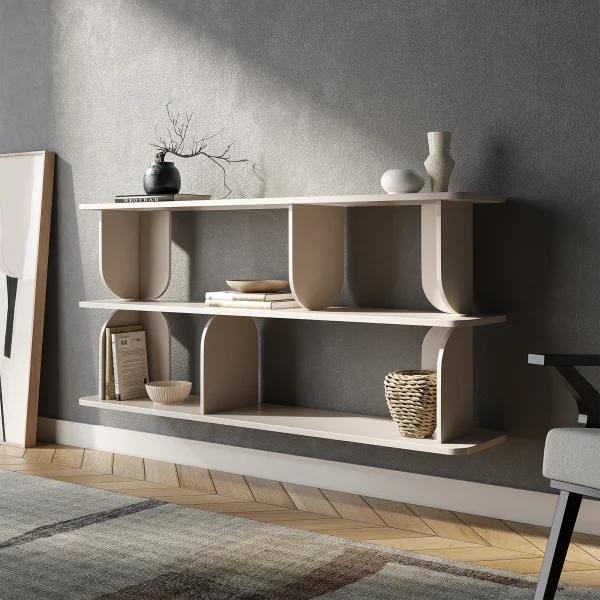 Libreria sospesa 160x78h cm moderna soggiorno cashmere Bukly