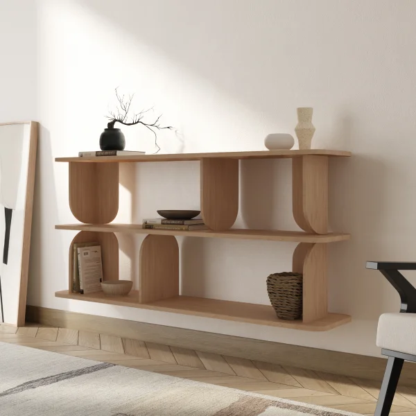 Libreria sospesa 160x78h cm moderna soggiorno rovere Bukly