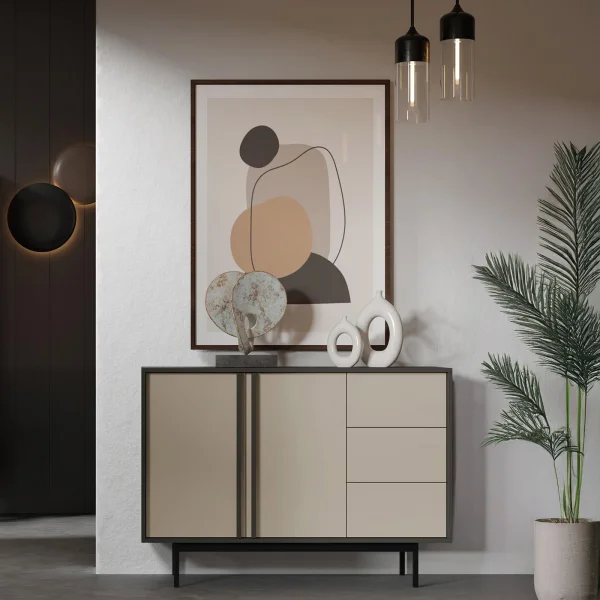 Madia 123x87 cm 2 ante 3 cassetti antracite beige Essenzia