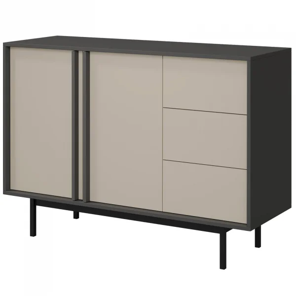 Madia 123x87 cm 2 ante 3 cassetti antracite beige Essenzia